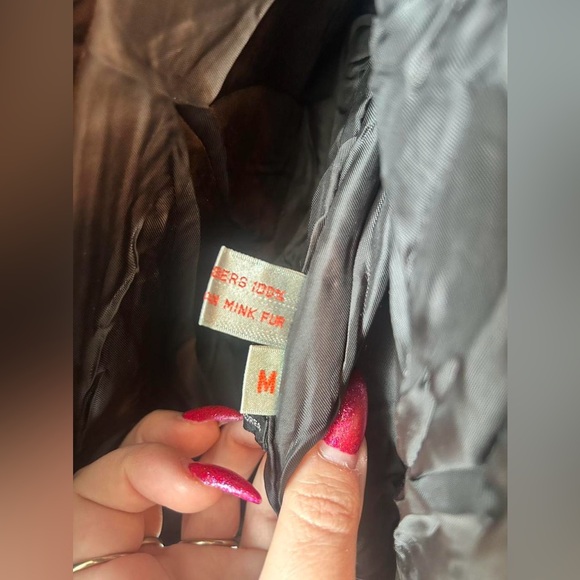 Vintage Scandinavian Mink Fur Bomber Jacket Brown Zip Leather Waist S/M - Picture 4 of 9